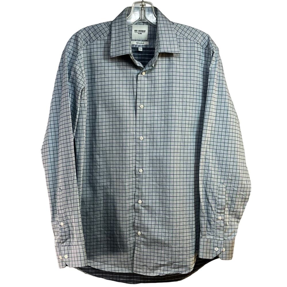 Ben Sherman Tailored Slim Fit Button Front Shirt Men's Medium 15 1/2 32/33 Blue